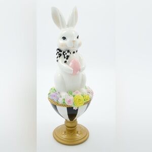 TOPHAT & TAIL Easter Bunny Rabbit On Flower Pedestal Egg 15" Mackenzie Style NEW